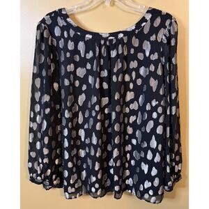 Talbots Gold & Black Animal Print Blouse - Petite 2X - NWOT